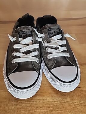 Converse Shoreline Slip On Sneakers Women 7 Gray Low Top Casual Preppy Normcore